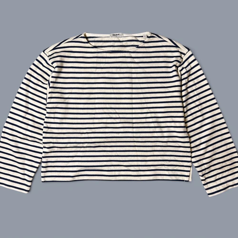 Buck Mason Mariner Breton Tee Womens Size S Striped Cropped Boxy NWOT